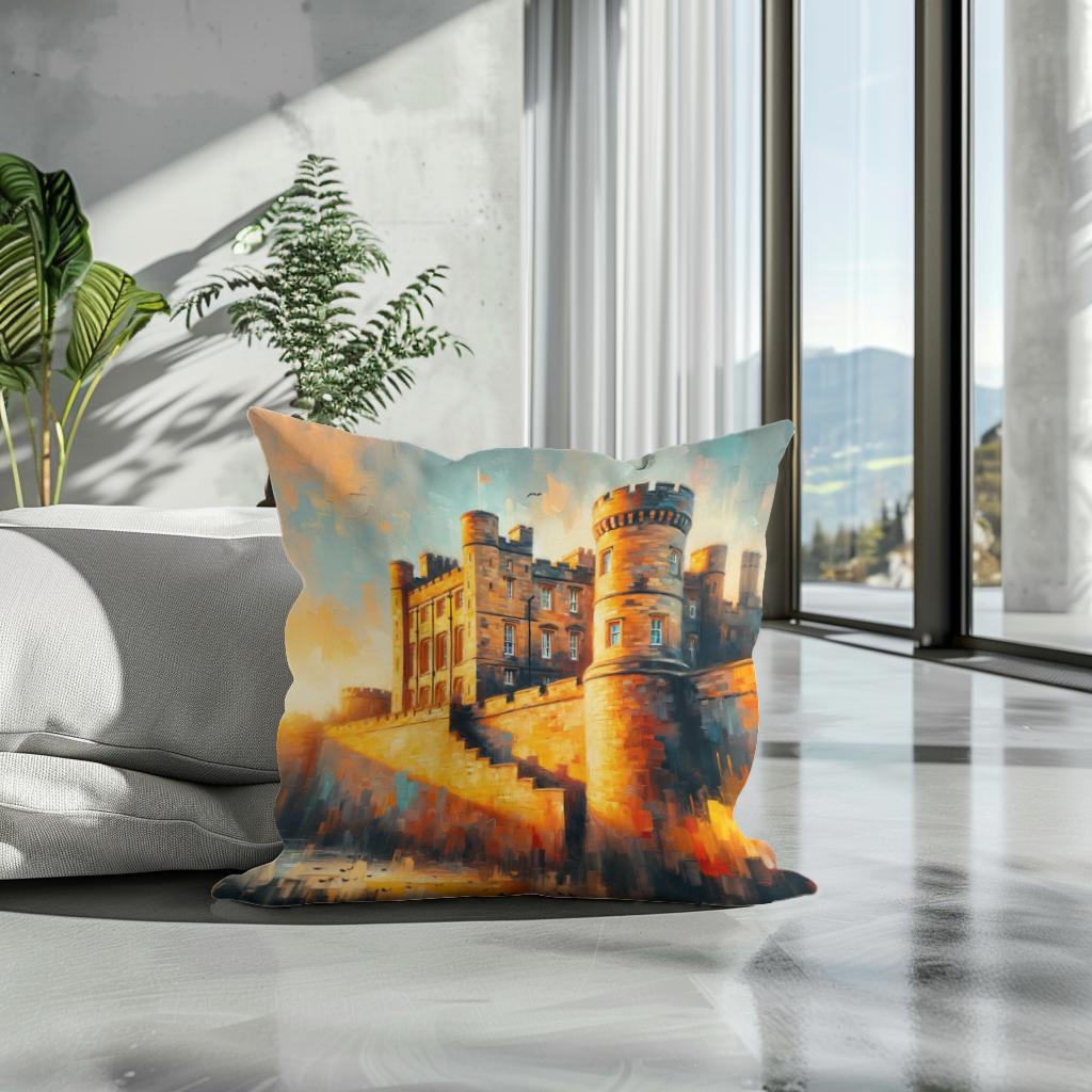 Newcastle Castle Keep Sunset Cotton Cushion