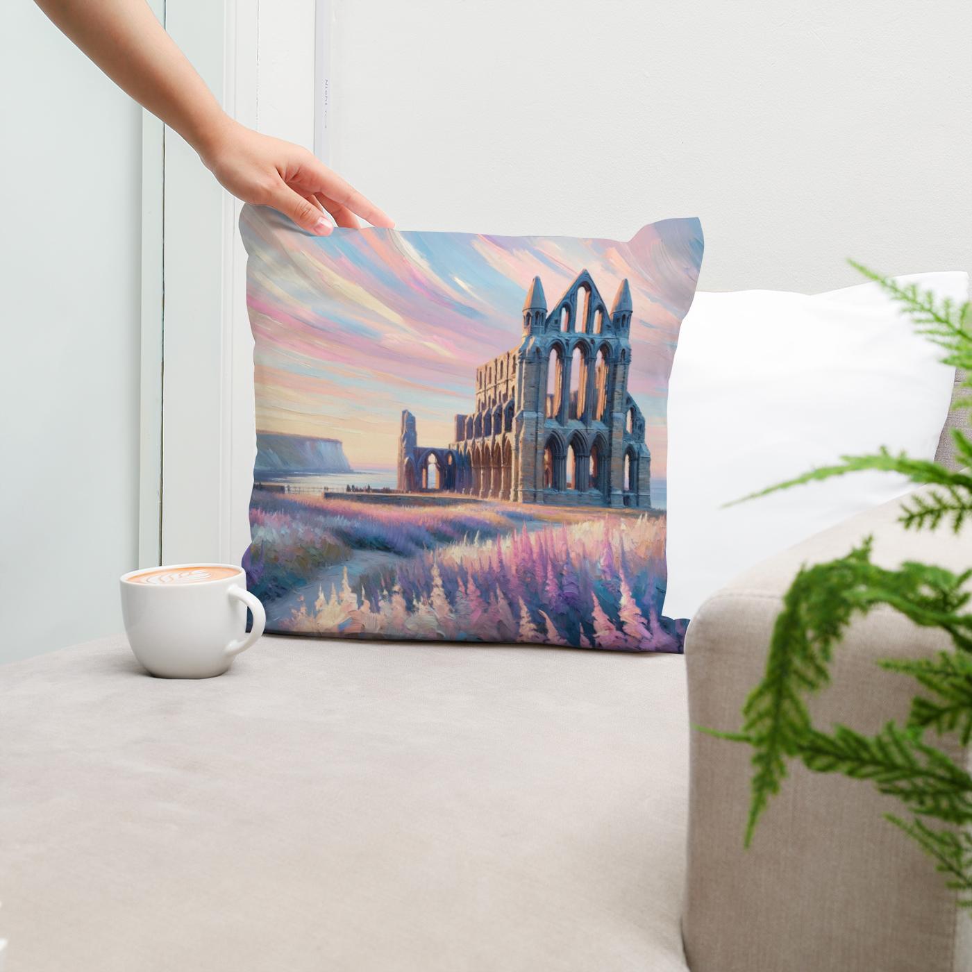Whitby Abbey Sunrise Cotton Cushion