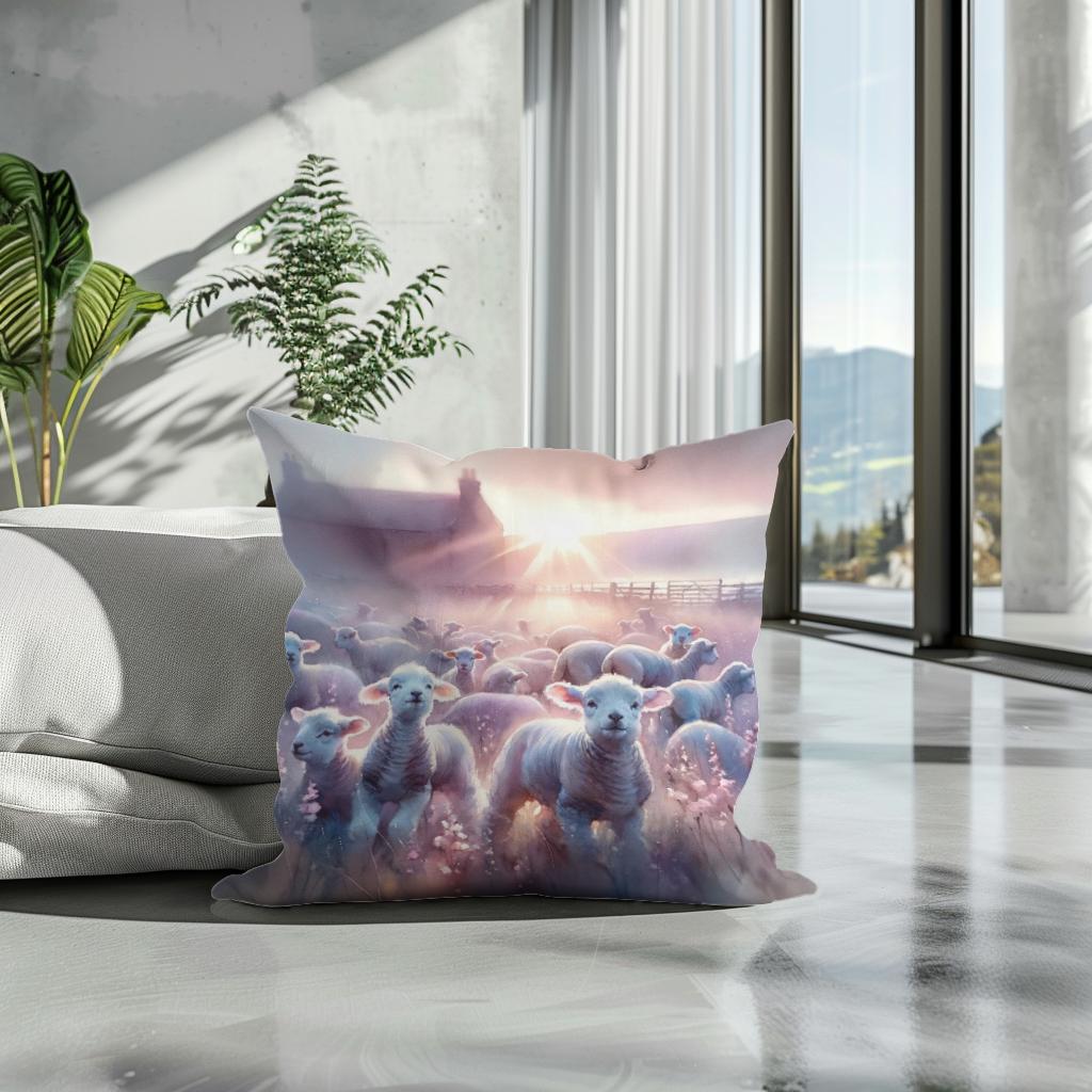 Dawn's Gentle Lambs Cotton Cushion