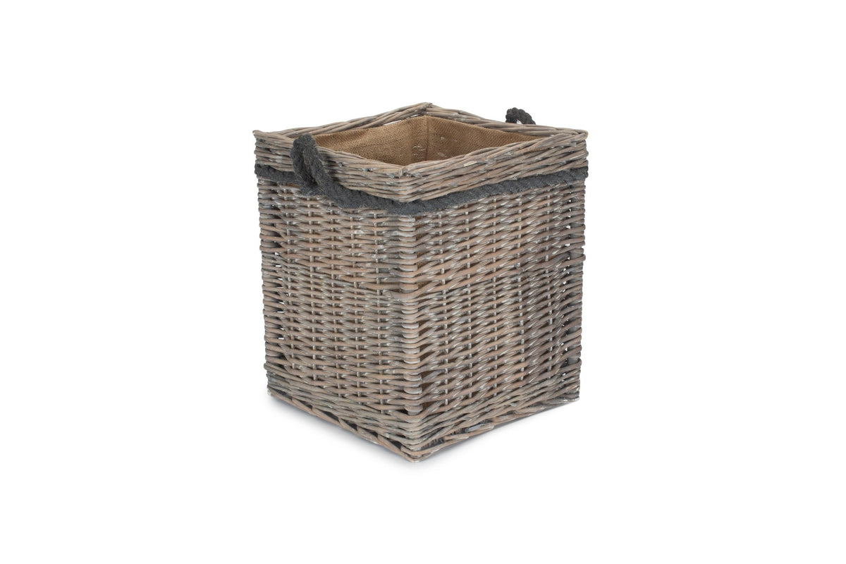 Grey Wash Willow Square Storage Basket Size 1 - Small