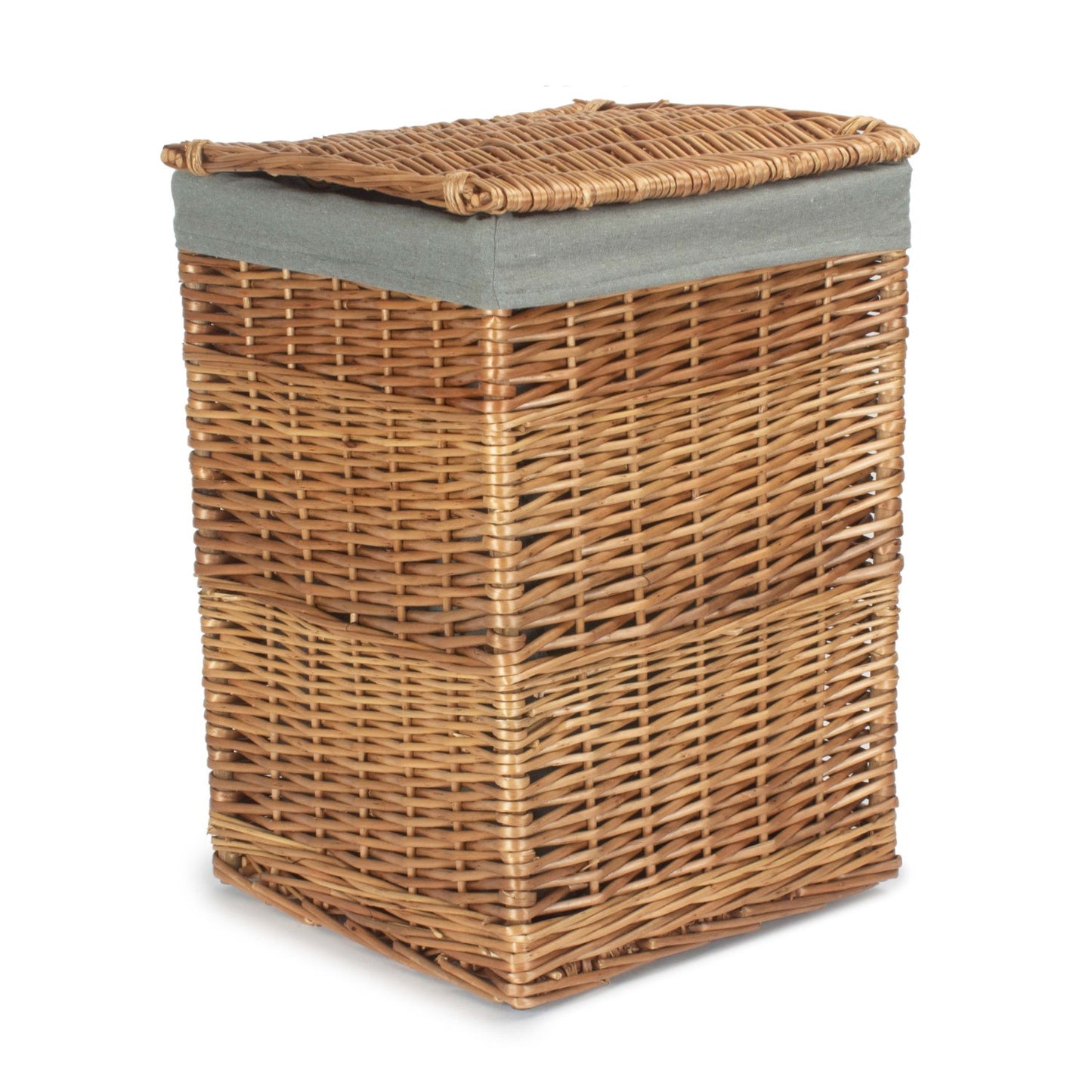 Light Steamed Willow Square Laundry Basket with Grey Sage Lining - Small