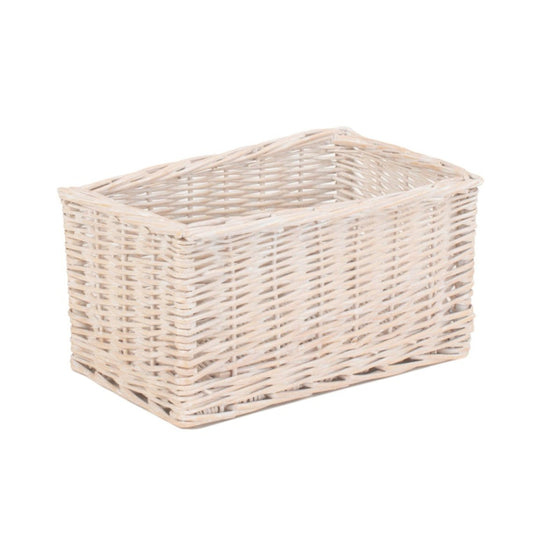 Small White Wash Willow Storage Basket