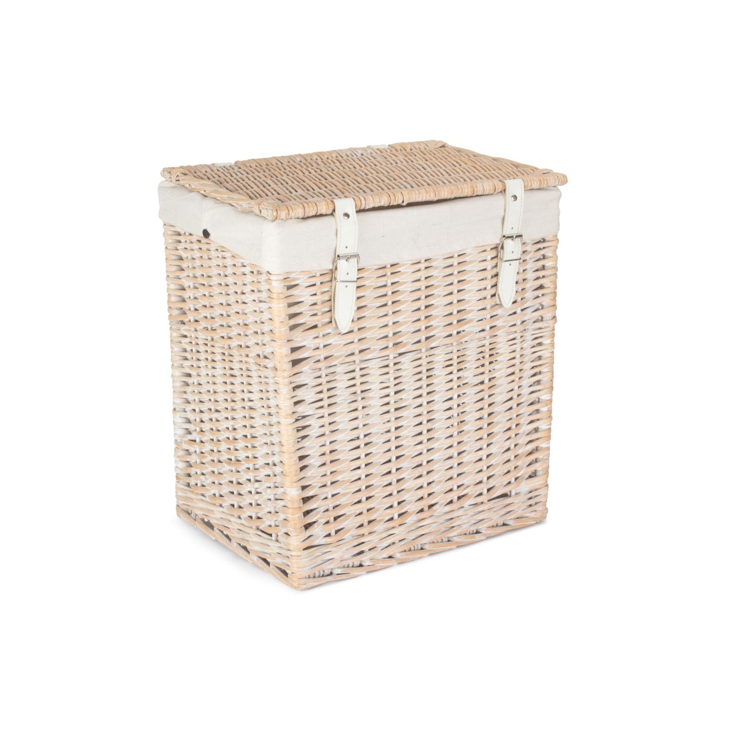 Boutique White Wash Willow Laundry Hamper with Lining - Small