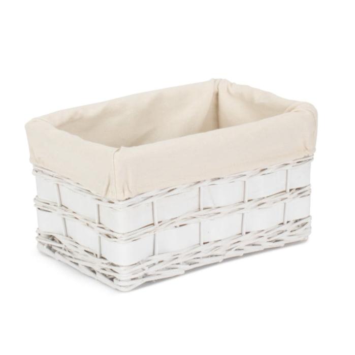 Small White Scandi Storage Basket with White Lining