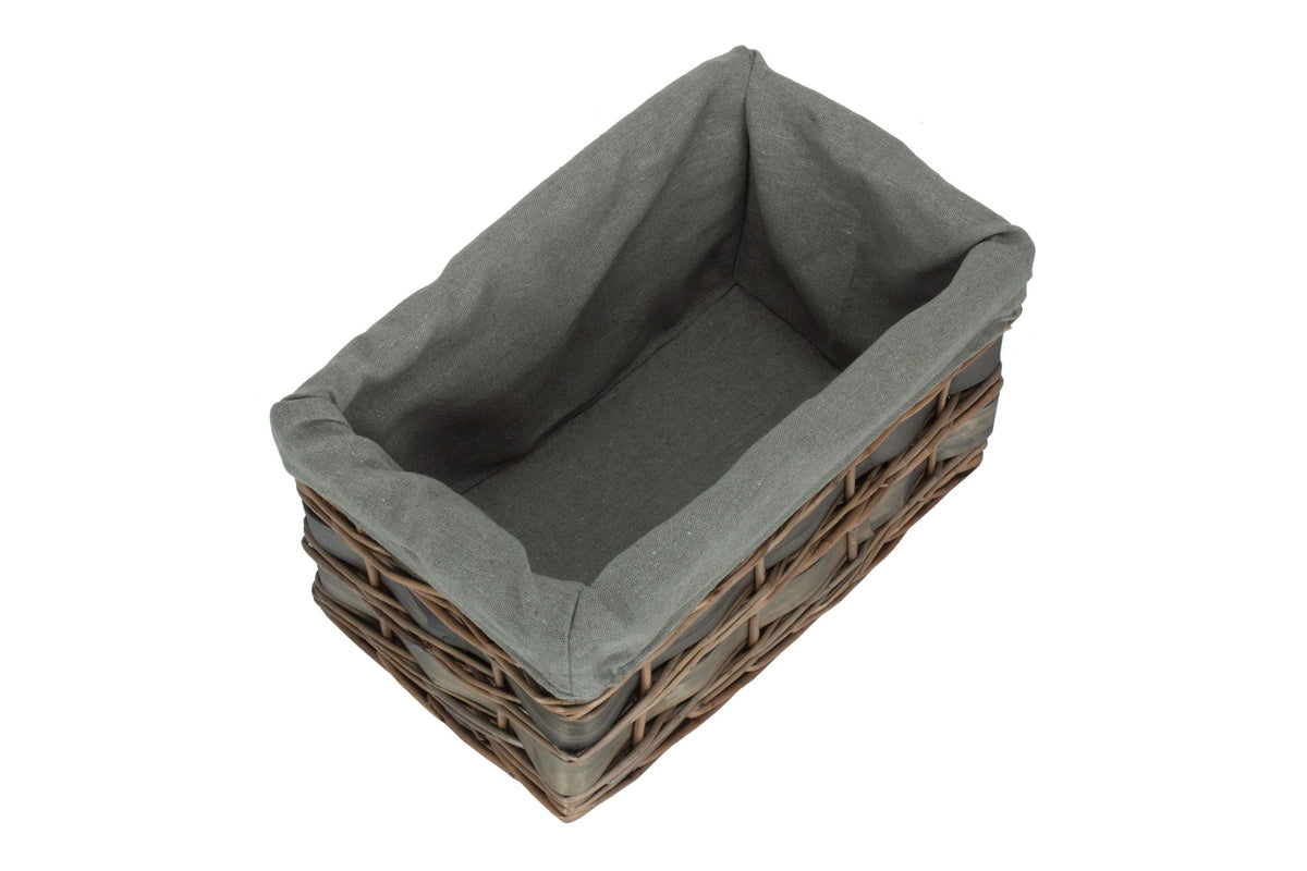 Small Grey Scandi Storage Basket with Grey Sage Lining