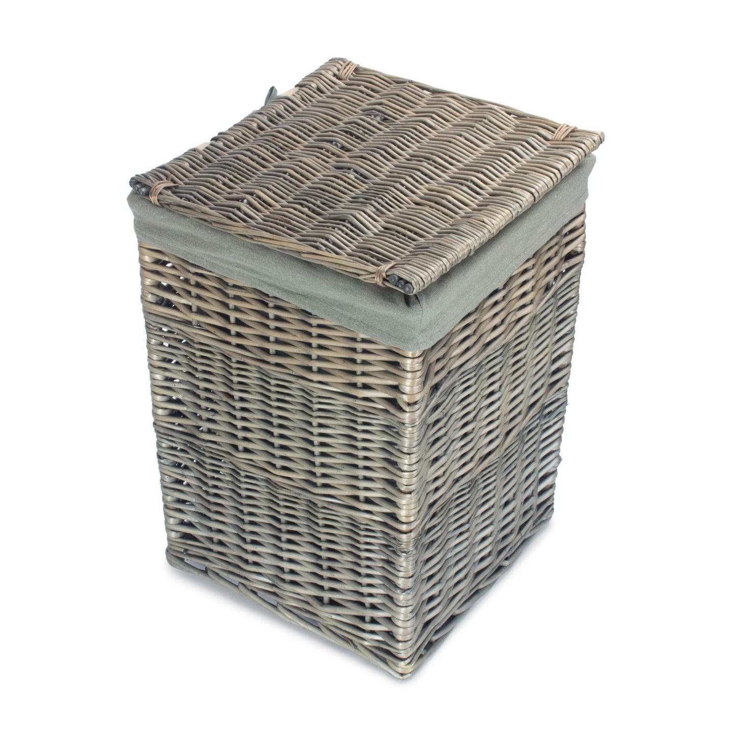 Small Square Laundry Basket with Grey Sage Lining