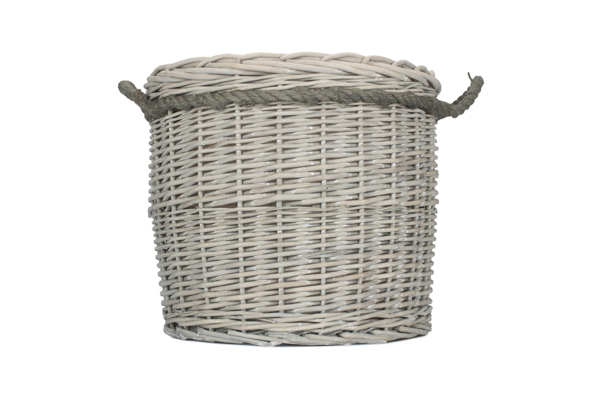 Grey Wash Willow Round Storage Basket Size 1 - Small