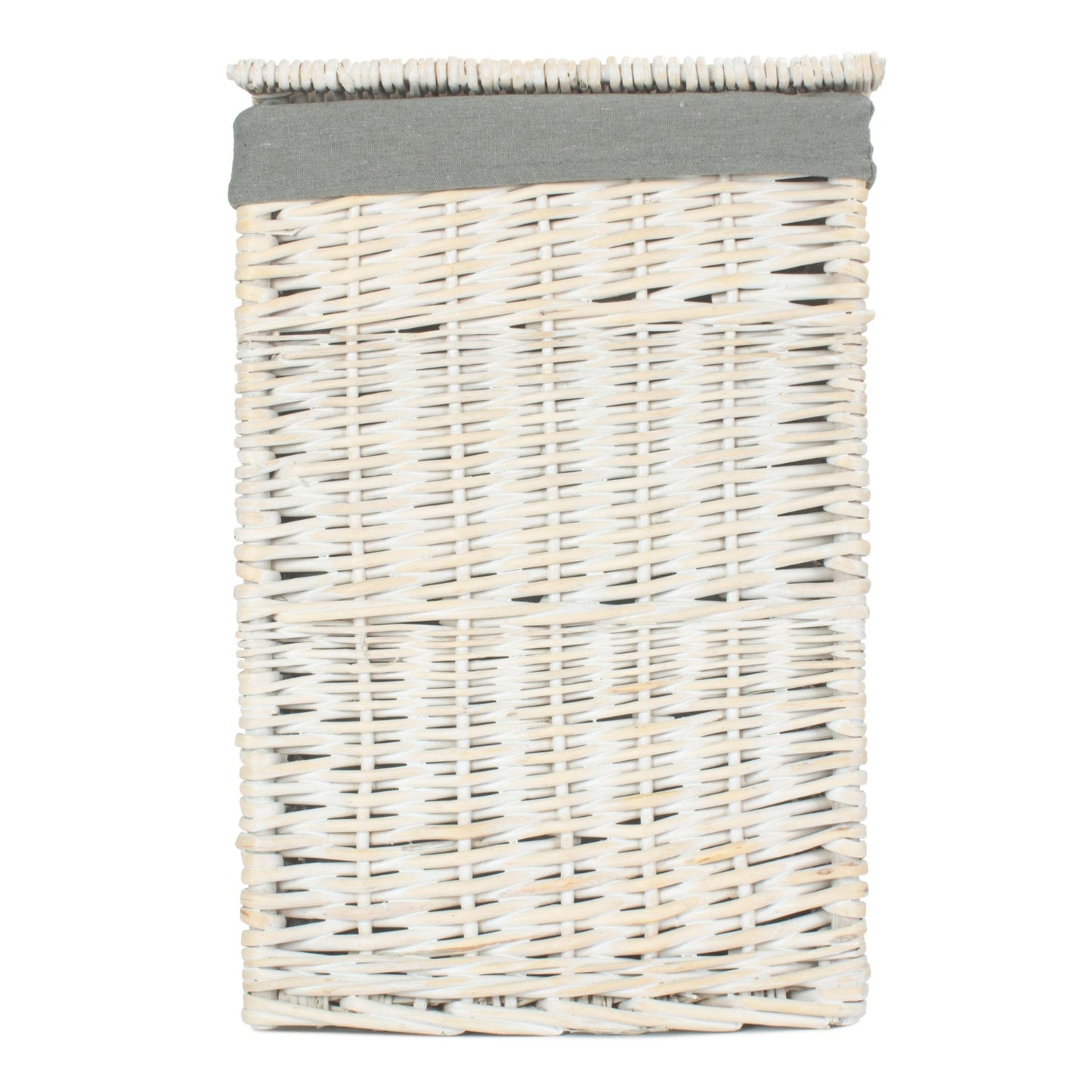 Square White Wash Laundry Hamper with Grey Sage Lining - Small