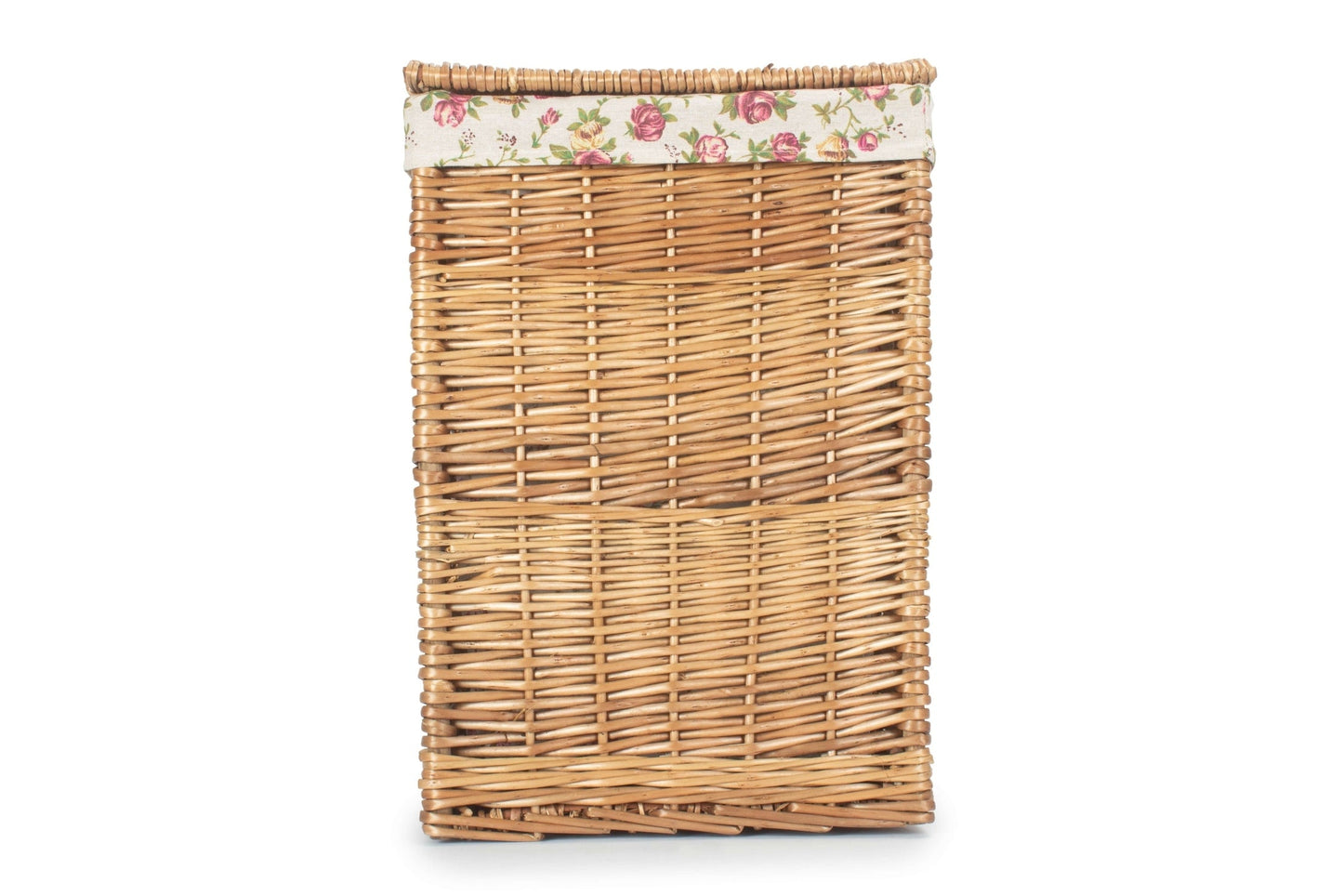 Light Steamed Willow Square Laundry Basket with Garden Rose Lining - Small