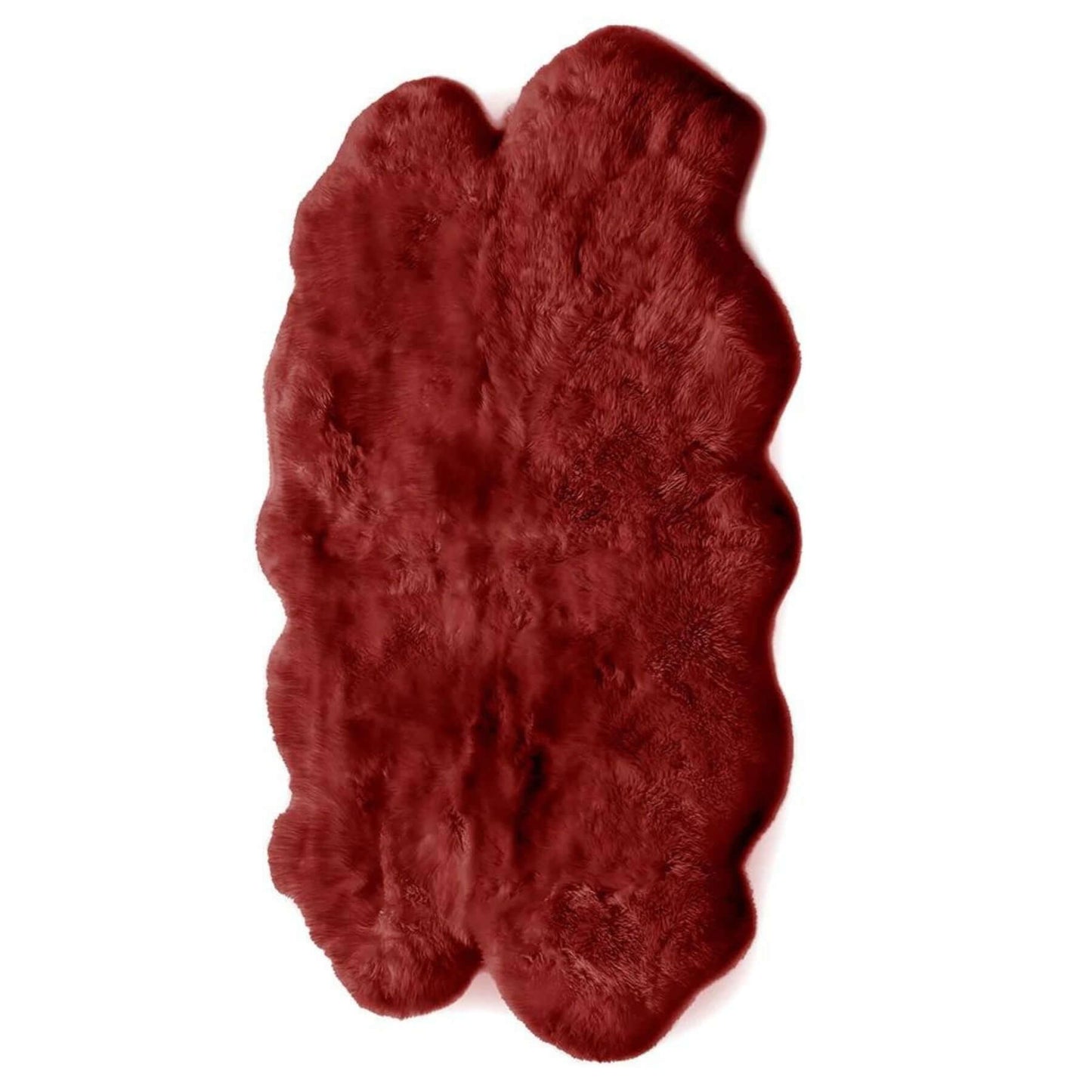 Genuine Berry Red Sheepskin Faux Fur Rug