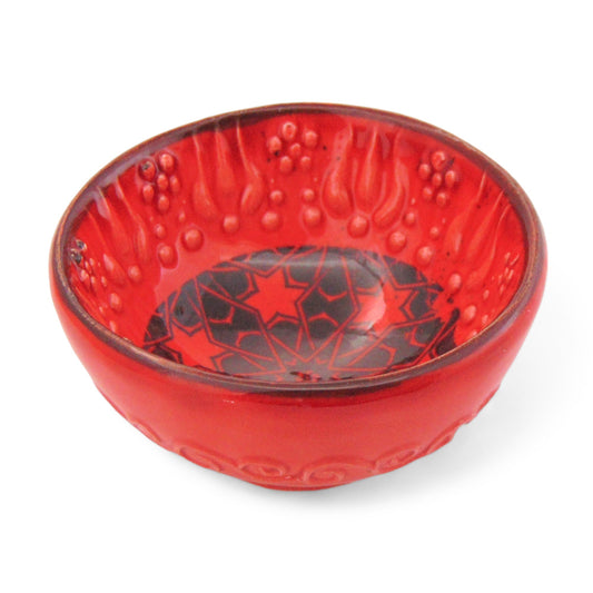 8 cm Handmade Bowl, Stars Red