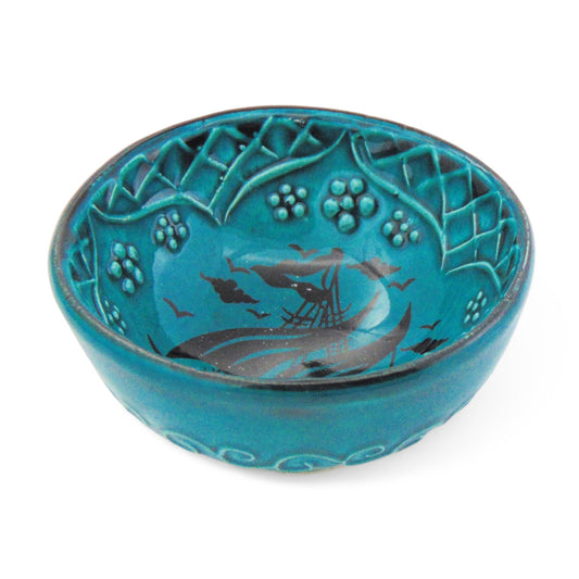 8 cm Handmade Bowl, Stars Green