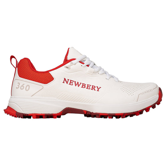 Newbery 360 Cricket Shoe - White & Red Pimples
