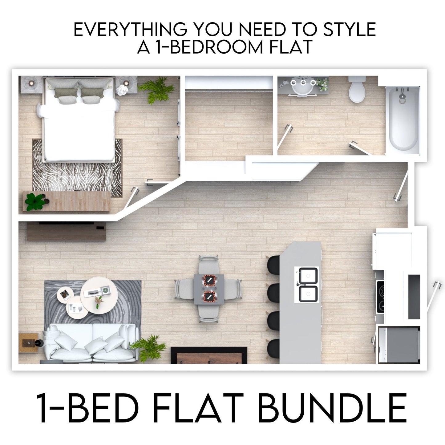 1-Bedroom Flat Wall Art Bundle – Ready-to-Hang Art for a Stylish Home