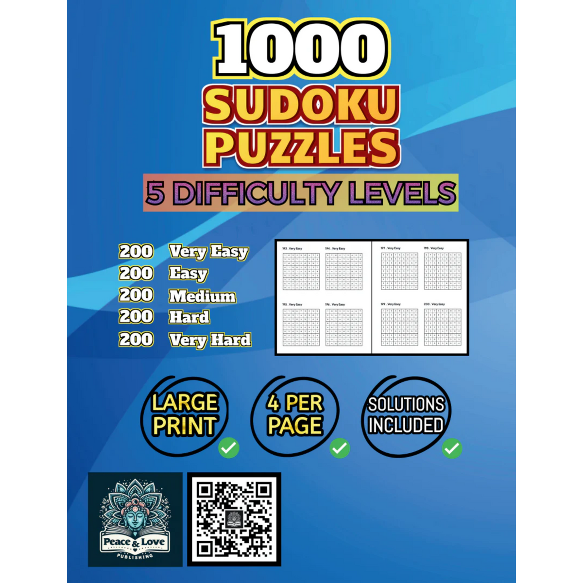 1000 Sudoku Puzzles - 5 Difficulty Levels