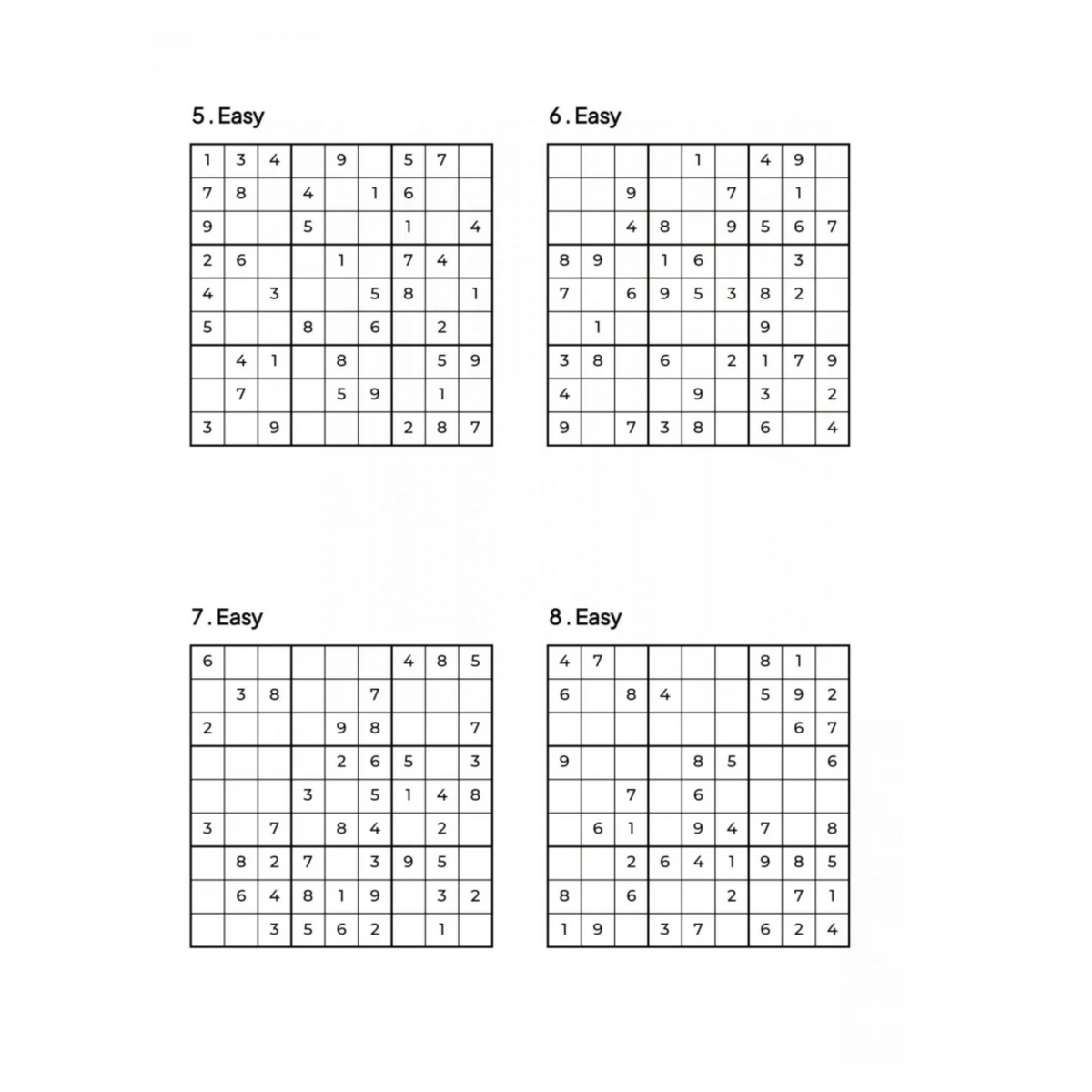 1000 EASY Sudoku Puzzles