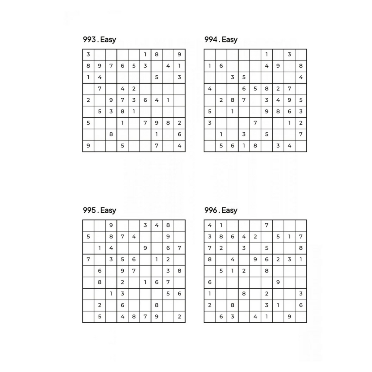 1000 EASY Sudoku Puzzles