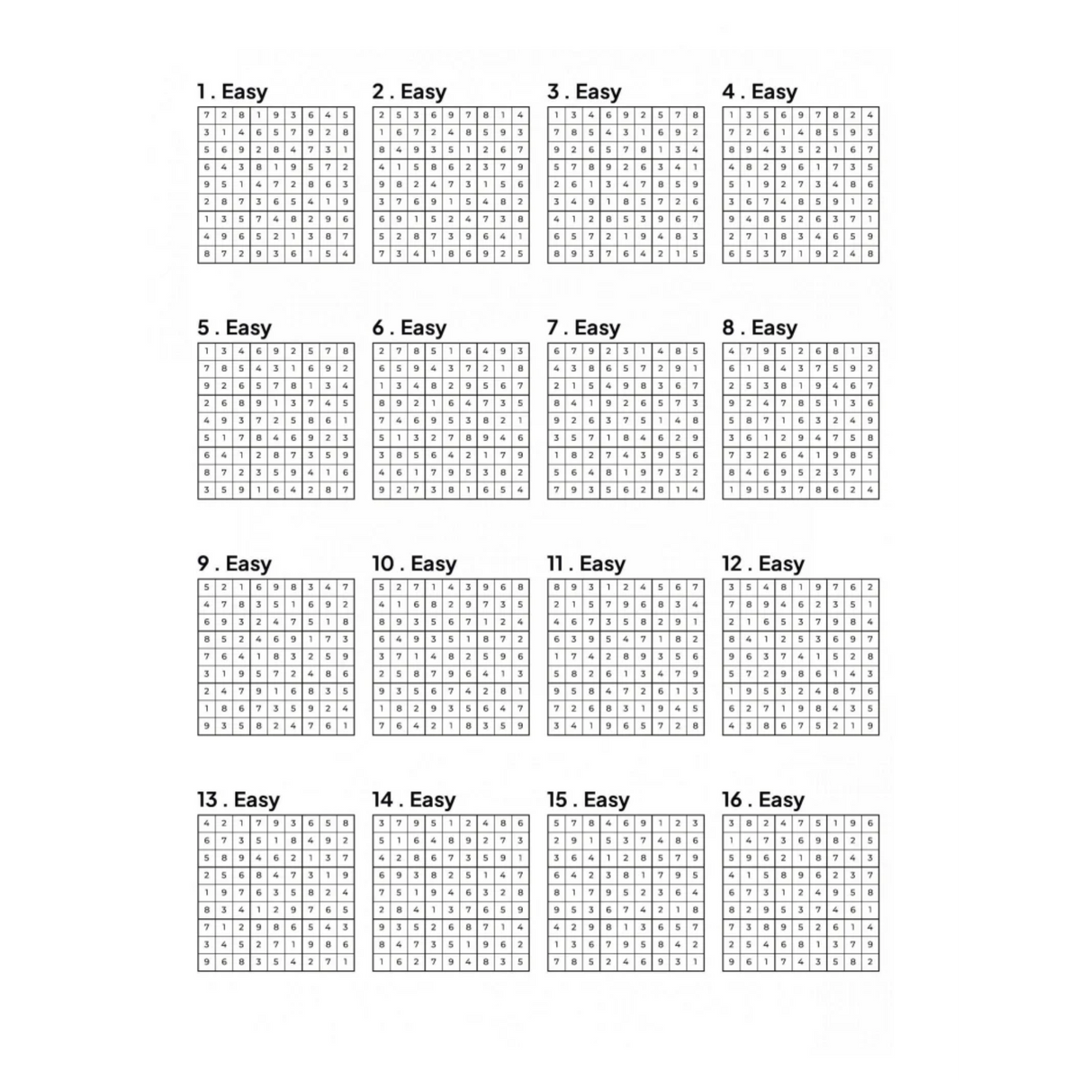 1000 EASY Sudoku Puzzles