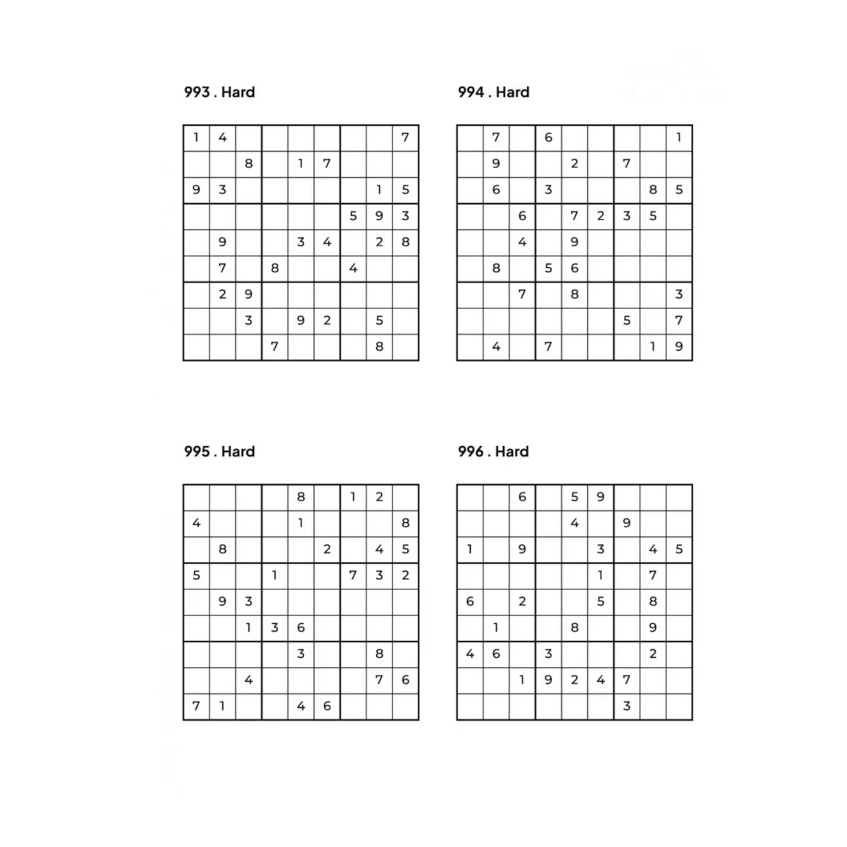 1000 HARD Sudoku Puzzles