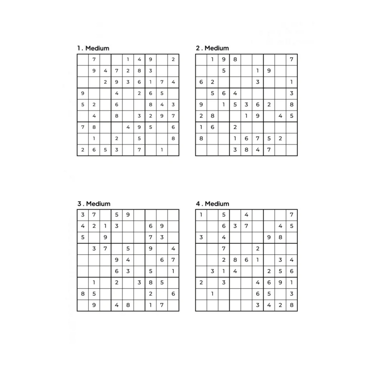 1000 MEDIUM Sudoku Puzzles