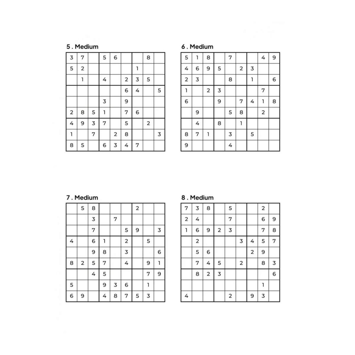1000 MEDIUM Sudoku Puzzles