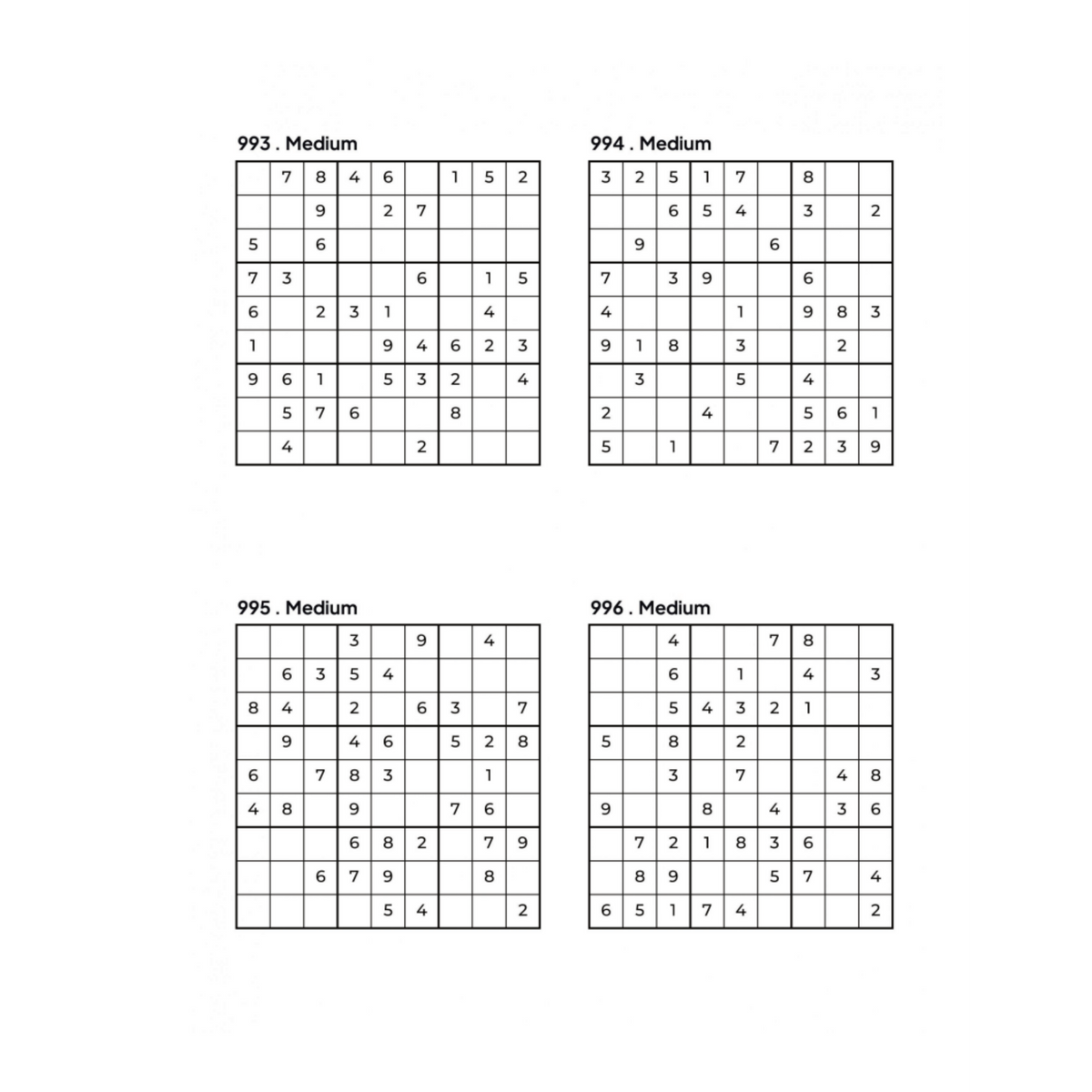 1000 MEDIUM Sudoku Puzzles