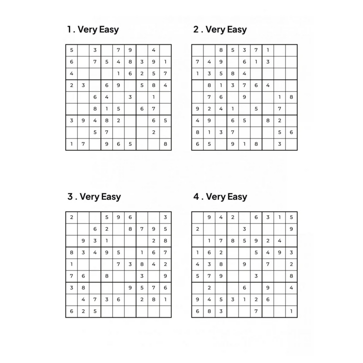 1000 VERY EASY Sudoku Puzzles