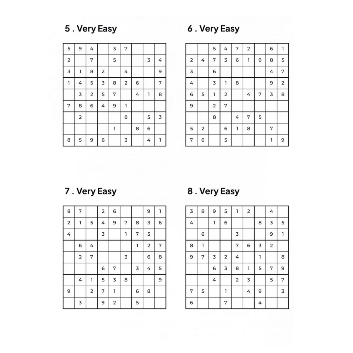 1000 VERY EASY Sudoku Puzzles