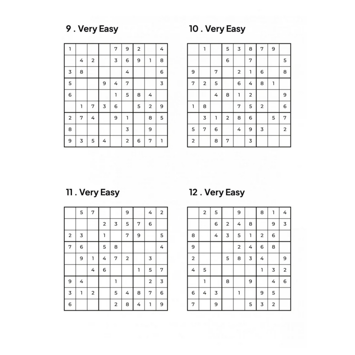 1000 VERY EASY Sudoku Puzzles