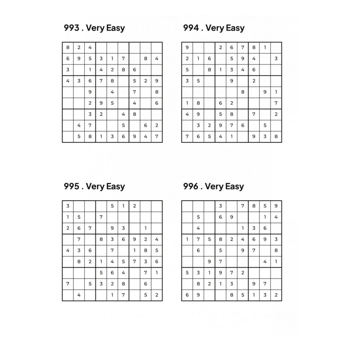 1000 VERY EASY Sudoku Puzzles