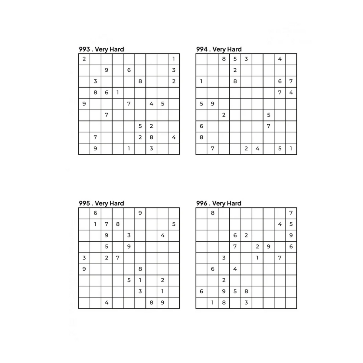 1000 VERY HARD Sudoku Puzzles