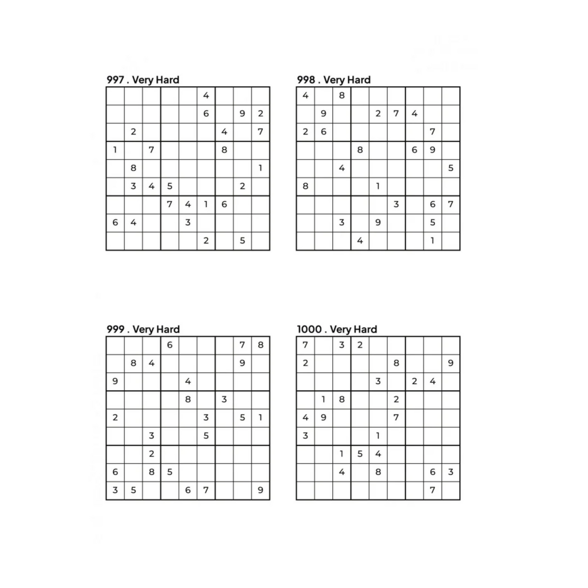1000 VERY HARD Sudoku Puzzles