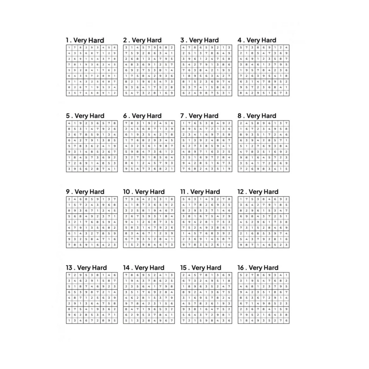 1000 VERY HARD Sudoku Puzzles