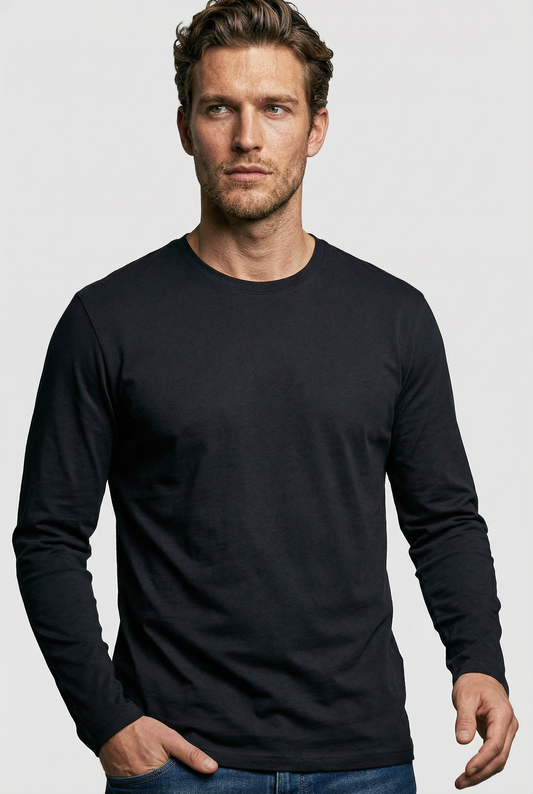 Bevis Long Sleeve Cotton t-shirt -Black