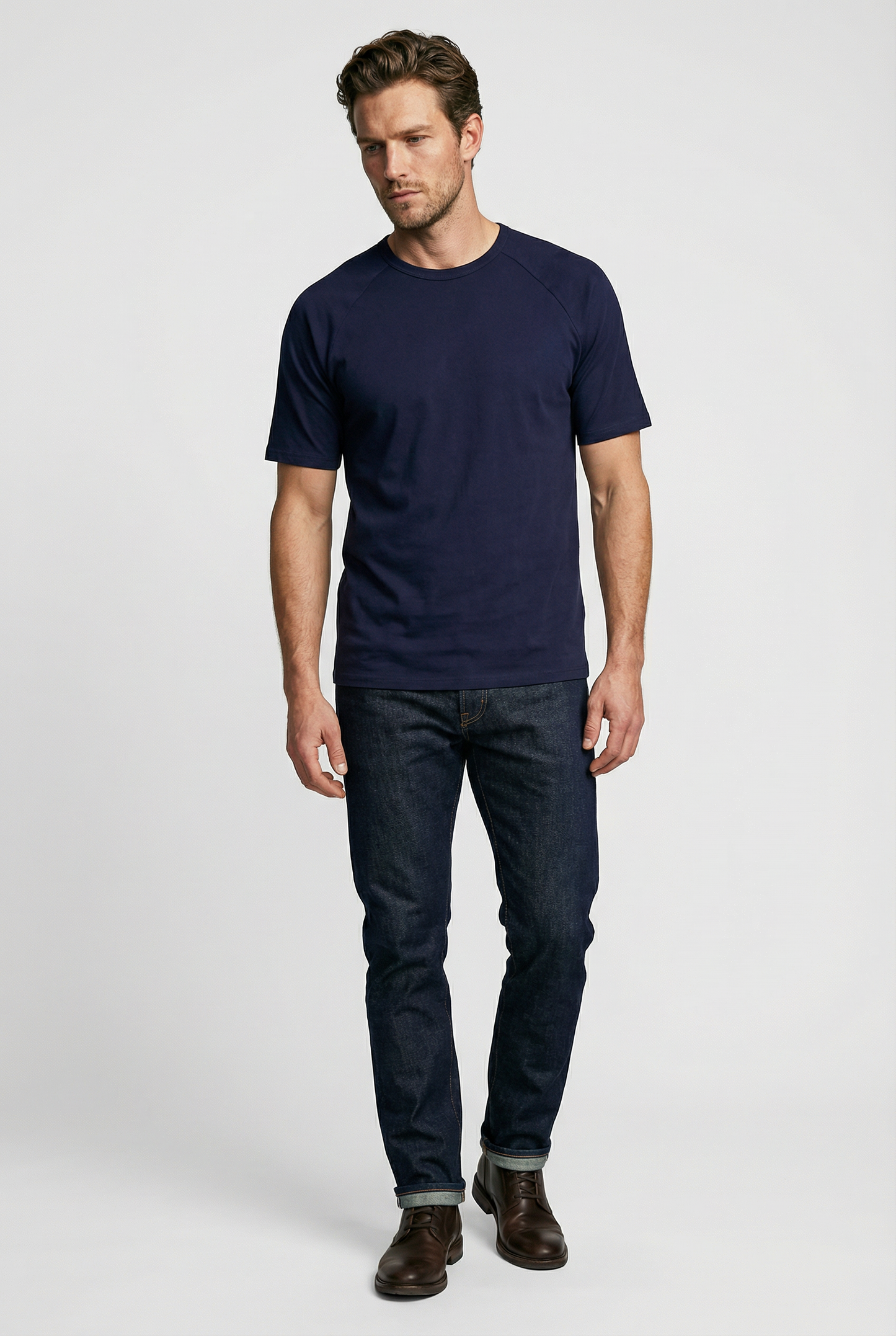 Hoxton Raglan Sleeve Fitted T-shirt - Navy