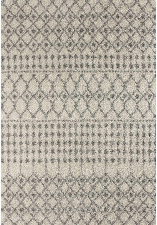 Moroccan Ivory Grey Shaggy Rug | 1000