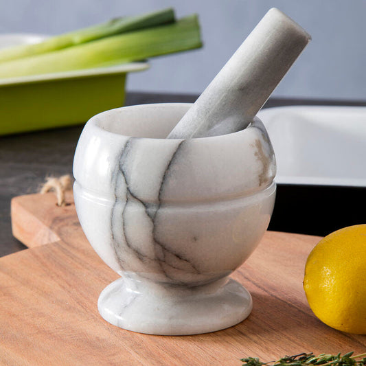 Salerno White Marble Small Mortar and Pestle Set