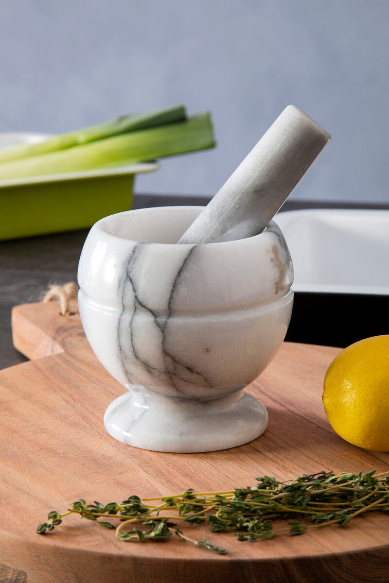 White Marble Small Mortar and Pestle Set | Salerno