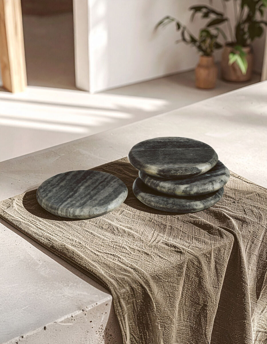 Marmore Set of 4 Grey Marble Round Coasters