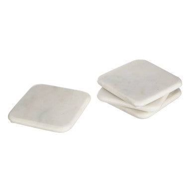 Kindia Set of 4 Off White Square Marble Coasters