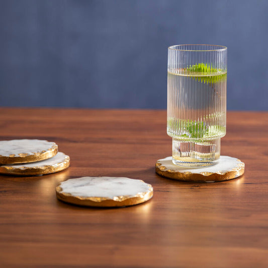 Empire Set Of 4 Round White Marble Coasters