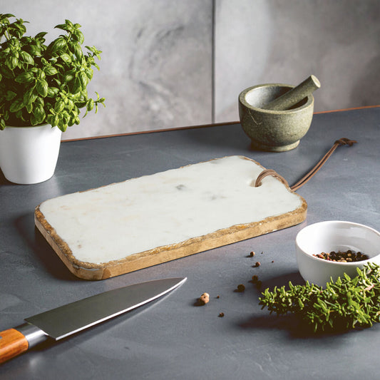 Empire White Marble Chopping And Serving Board With Gold Foil Detail