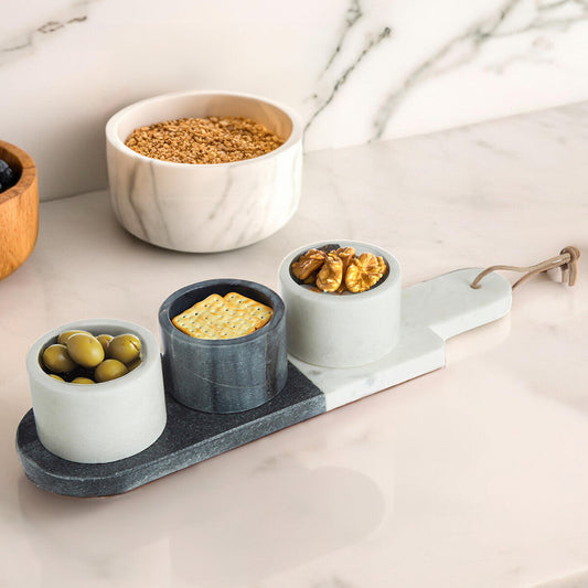 Bulgari Marble Condiment Bowls And Board Set