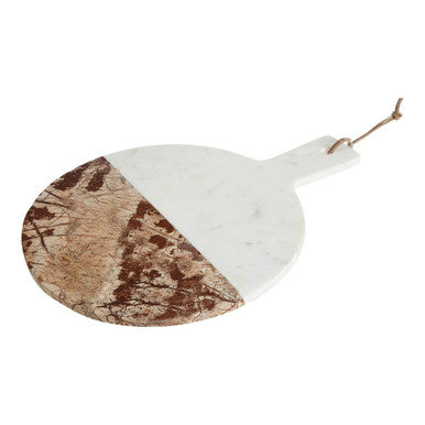 White and Brown Marble Round Paddle Board | Annika
