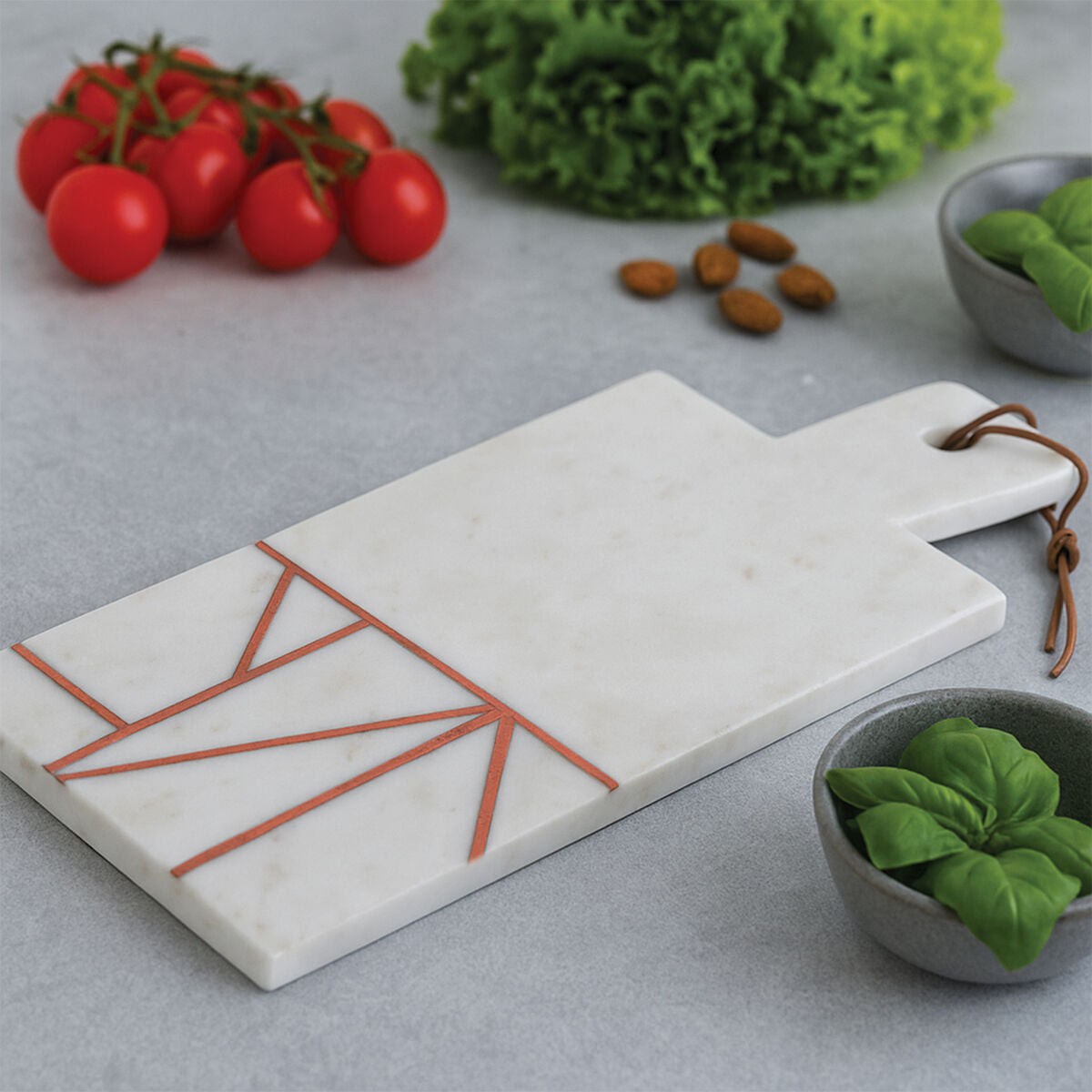 White Marble and Copper Inlay Paddle Board | Monzaro
