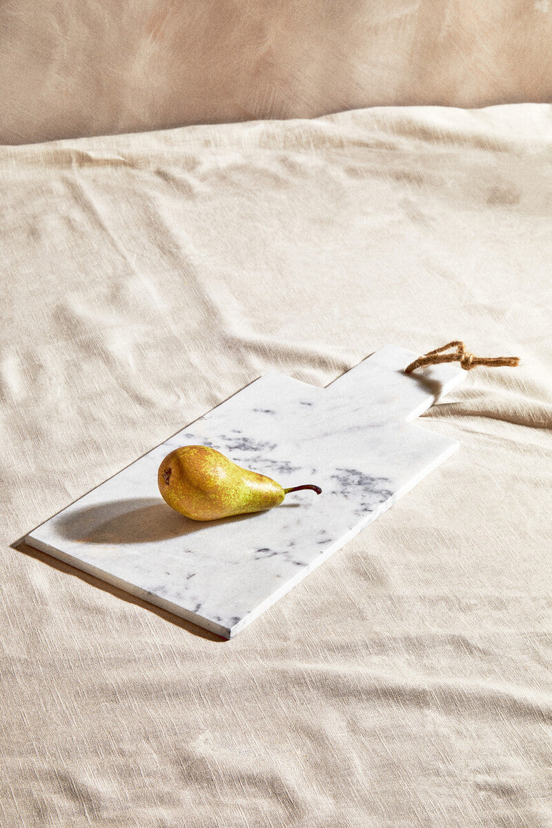 Kindia Rectangular White Marble Paddle Chopping and Serving Board