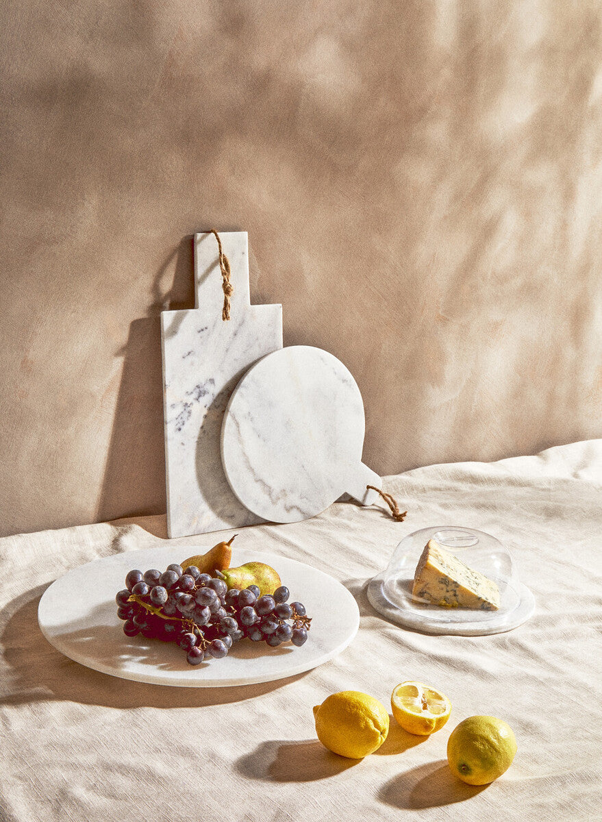 Kindia Round Marble Paddle Chopping And Serving Board