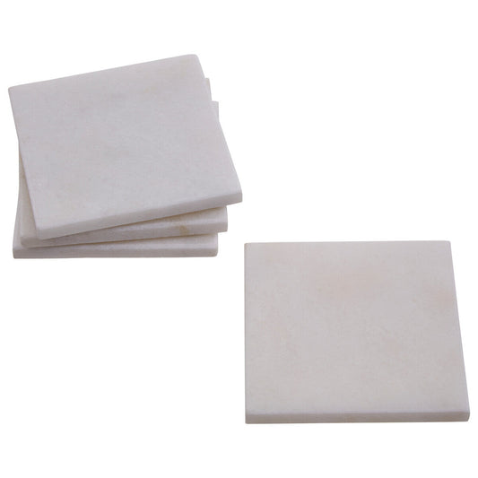 Kindia Set Of Four White Marble Square Coasters