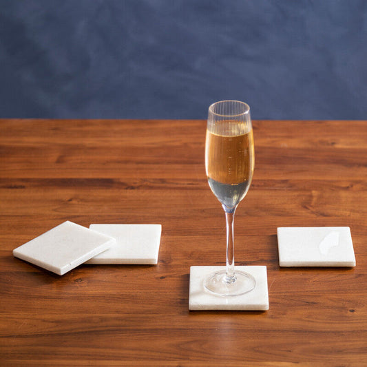 Kindia Set Of Four White Marble Square Coasters