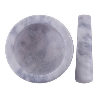 Salerno Grey Marble Bowl Shape Mortar and Pestle